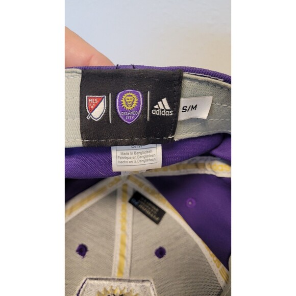 Orlando City SC Adidas MLS Soccer Team Logo Flex Fit Cap Hat Sm Med Purple - Picture 5 of 6